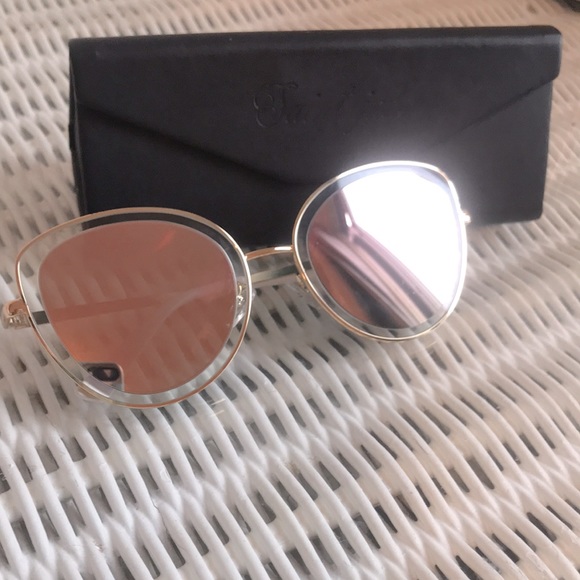 Saint Jude sunnies. Gold & White frames. Pink gold lenses. - Picture 3 of 5